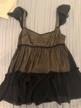 D&G Sheer Black Ruffled Babydoll Chemise